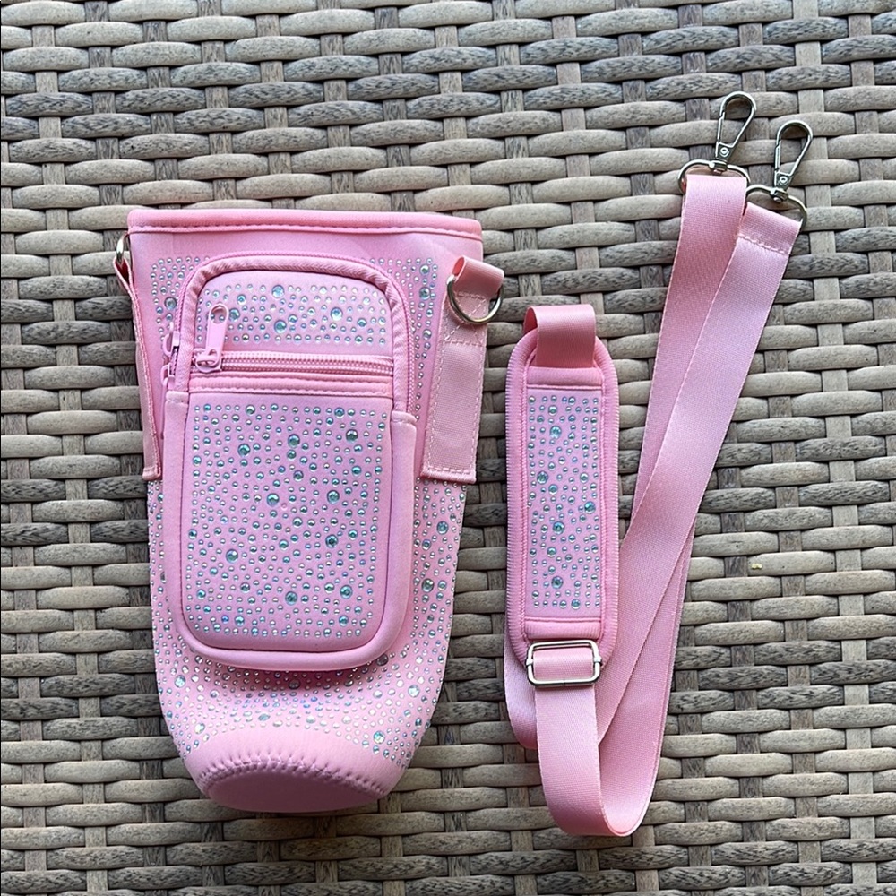 Stanley Pink Rhinestone Bottle Holder with Strap!💗🎆
